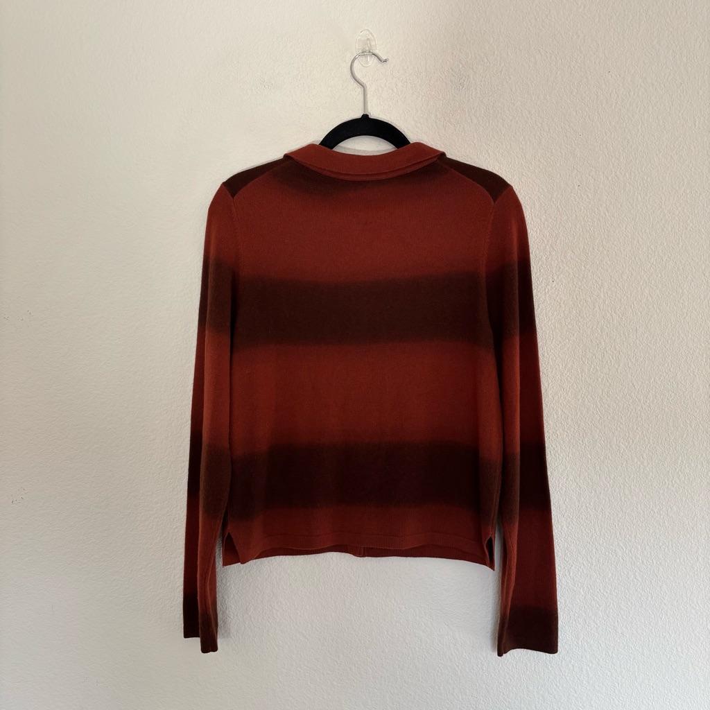 Kule 100% Cashmere Collar Button Ombre Stripe Cardigan Sweater — image 4 of 6